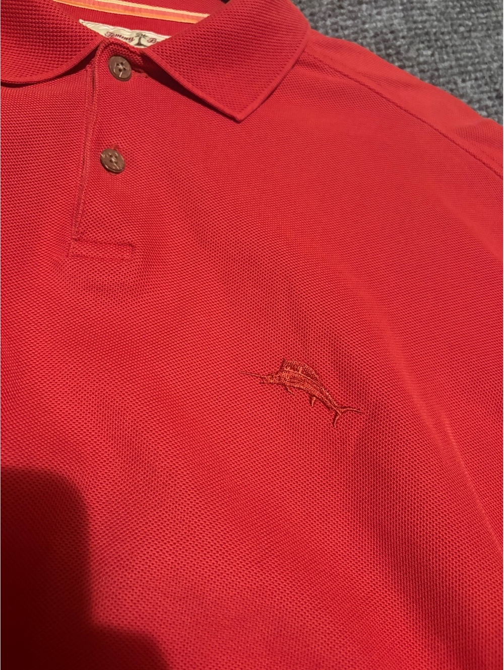 Tommy Bahama 62% Pima Cotton Red Long Sleeve Two-Button Polo Shirt Men's Large